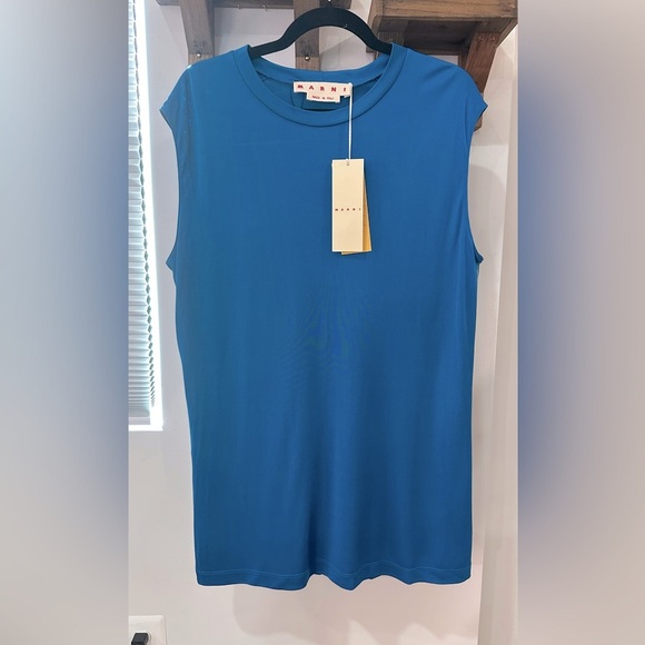 NWT Marni Fluid Jersey Sleeveless Top or Dress Blue 42 - Picture 10 of 14